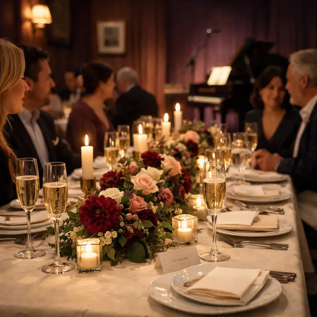 Private dinner with low warm lighting